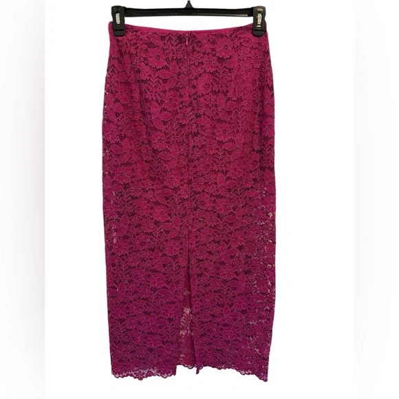 NWT Zara Fuchsia Lace Midi Skirt - Picture 4 of 7